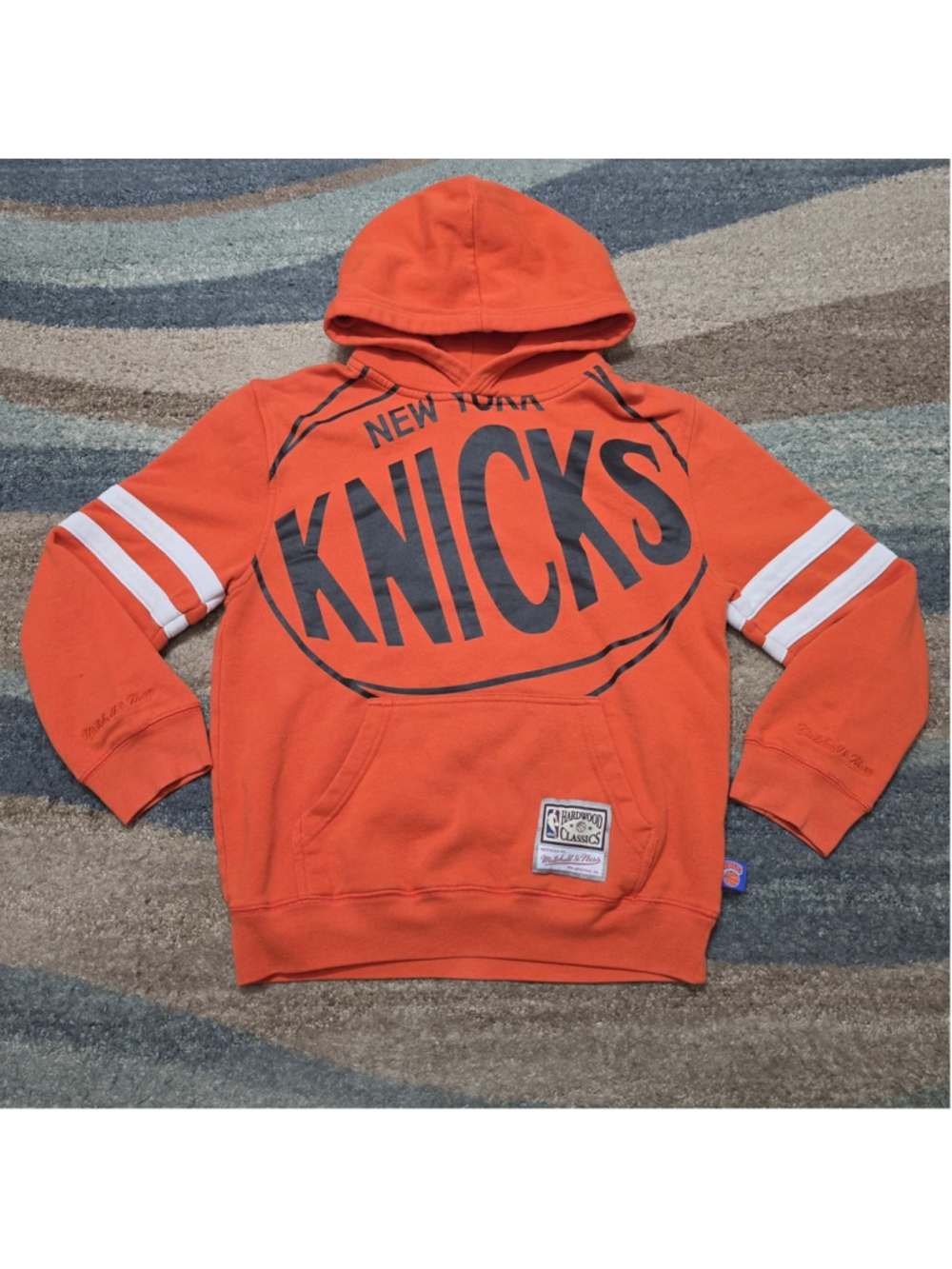 New York Knicks Hoodie Youth Large Orange Mitchell & Ness Hardwood Classics NBA